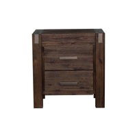 Bedside Table 2 drawers Night Stand Solid Wood Acacia Storage in Chocolate Colour Furniture Kings Warehouse 