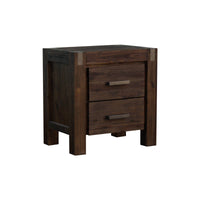 Bedside Table 2 drawers Night Stand Solid Wood Acacia Storage in Chocolate Colour Furniture Kings Warehouse 