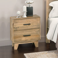 Bedside Table 2 drawers Night Stand Solid Wood Storage Light Brown Colour Furniture Kings Warehouse 