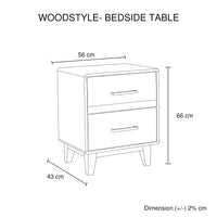 Bedside Table 2 drawers Night Stand Solid Wood Storage Light Brown Colour Furniture Kings Warehouse 