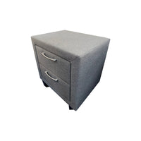 Bedside Table 2 drawers Night Stand Upholstery Fabric Storage in Light Grey Colour Furniture Kings Warehouse 