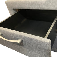 Bedside Table 2 drawers Night Stand Upholstery Fabric Storage in Light Grey Colour Furniture Kings Warehouse 