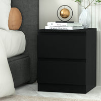 Bedside Table 2 Drawers - PEPE Black Furniture Kings Warehouse 