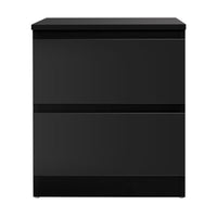 Bedside Table 2 Drawers - PEPE Black Furniture Kings Warehouse 