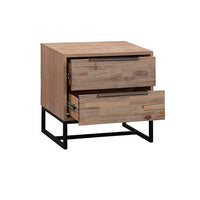 Bedside Table 2 drawers Side Table Solid Acacia Wood Veneered in Tea Colour Furniture Kings Warehouse 