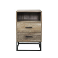 Bedside Table 2 Drawers with Shelf - BADAN Furniture Kings Warehouse 