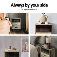 Bedside Table 2 Drawers with Shelf - BADAN Furniture Kings Warehouse 