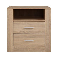 Bedside Table 2 Drawers with Shelf - TARA Oak Furniture Kings Warehouse 