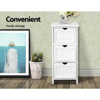 Bedside Table Bathroom Storage Cabinet 3 Drawers White Furniture Kings Warehouse 