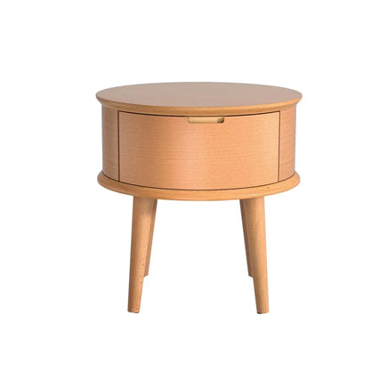 Bedside Table Drawers Curved Side End Table Storage Nightstand Oak ENZO Furniture Kings Warehouse 