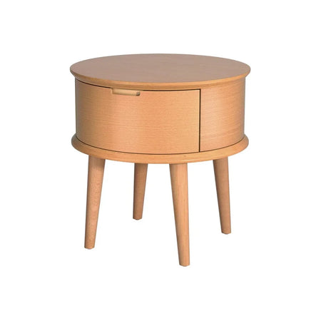 Bedside Table Drawers Curved Side End Table Storage Nightstand Oak ENZO Furniture Kings Warehouse 