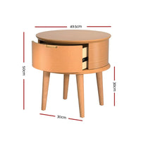 Bedside Table Drawers Curved Side End Table Storage Nightstand Oak ENZO Furniture Kings Warehouse 