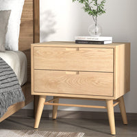 Bedside Table Drawers Side End Table Storage Cabinet Nightstand Oak GINO Furniture Kings Warehouse 