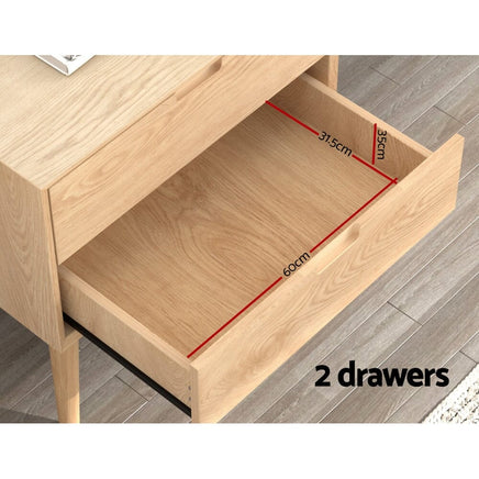Bedside Table Drawers Side End Table Storage Cabinet Nightstand Oak GINO Furniture Kings Warehouse 