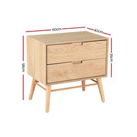 Bedside Table Drawers Side End Table Storage Cabinet Nightstand Oak GINO Furniture Kings Warehouse 
