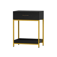 Bedside Table Drawers Side Table Shelf Storage Nightstand Black MASON Furniture Kings Warehouse 