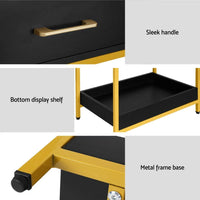Bedside Table Drawers Side Table Shelf Storage Nightstand Black MASON Furniture Kings Warehouse 