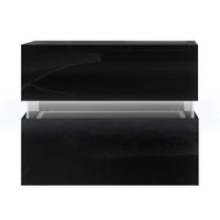 Bedside Table LED 2 Drawers - LUMI Black Furniture Kings Warehouse 