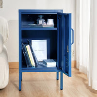 Bedside Table Metal Cabinet - Blue Furniture Kings Warehouse 