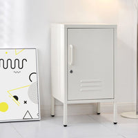 Bedside Table Metal Cabinet - White Furniture Kings Warehouse 