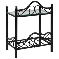 Bedside Tables 2 pcs Steel and Tempered Glass 45x30.5x60 cm Black Kings Warehouse 