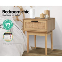 Bedside Tables Side Table Rattan Drawers Nightstand Furniture Kings Warehouse 