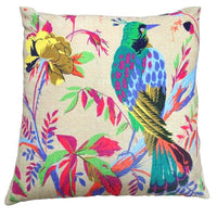 Beige velvet cotton bird design cushion cover 45x45 cm Kings Warehouse 