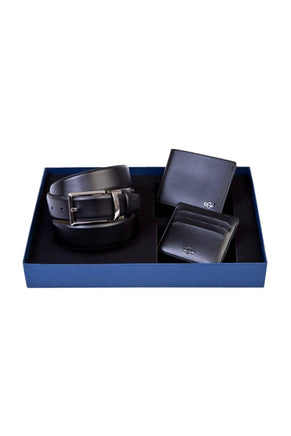 BELT AND WALLET & CARD HOLDER BLACK SET Kings Warehouse 