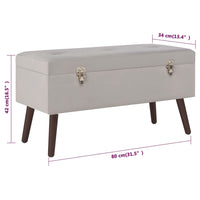 Bench with Storage Compartment Grey 80 cm Velvet Kings Warehouse 