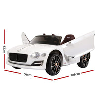 Bentley Kids Ride On Car Licensed Electric Toys 12V Battery Remote Cars White Toy Overstock Sale Kings Warehouse 