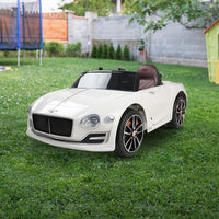 Bentley Kids Ride On Car Licensed Electric Toys 12V Battery Remote Cars White Toy Overstock Sale Kings Warehouse 