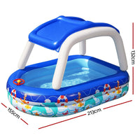 Bestway Kids Pool 213x155x132cm Inflatable Swimming w/ Canopy Play Pools 282L Home & Garden Kings Warehouse 