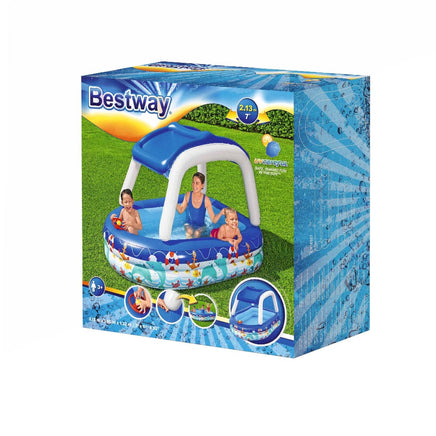 Bestway Kids Pool 213x155x132cm Inflatable Swimming w/ Canopy Play Pools 282L Home & Garden Kings Warehouse 