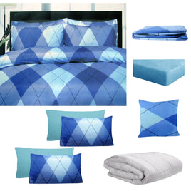 Big Sleep 8 Pce Bed in a Bag Set Argyles Blue King Home & Garden Kings Warehouse 