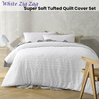 Big Sleep White Zig Zag Super Soft Tufted Quilt Cover Set Queen Home & Garden Kings Warehouse 