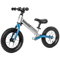 Bike Plus Kids Balance Bike Training Aluminium - Silver with Suspension - 12" Rubber Tyres - Foot Pegs -Ride On No Pedal Push Kings Warehouse 