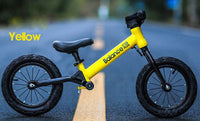 Bike Plus Kids Balance Bike Training Aluminium - Yellow with Suspension - 12" Rubber Tyres - Foot Pegs -Ride On No Pedal Push Kings Warehouse 