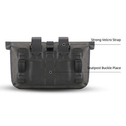 Bike Roll Bag Handlebar Panniers MTB Road Hyybrid Cruiser Commute Bike Scooter Large 5-6L Capacity Waterproof Adjustable Straps Rockbros Kings Warehouse 