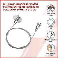 Billboard Hanger Indicator Light Suspension Hook Cable 30kg Load Capacity 8 Pack Furniture Kings Warehouse 