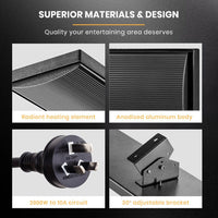 BIO 2000W Outdoor Strip Heater Electric Radiant Panel Bar Mounted Wall Ceiling Appliances Kings Warehouse 