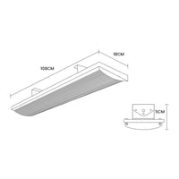BIO 2000W Outdoor Strip Heater Electric Radiant Panel Bar Mounted Wall Ceiling Appliances Kings Warehouse 