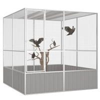 Bird Cage Grey 213.5x217.5x211.5 cm Galvanised Steel Kings Warehouse 