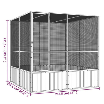 Bird Cage Grey 213.5x217.5x211.5 cm Galvanised Steel Kings Warehouse 