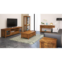 Birdsville Coffee Table 120cm 2 Drawer Solid Mt Ash Timber Wood - Brown living room Kings Warehouse 