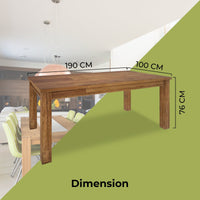 Birdsville Dining Table 190cm Solid Mt Ash Wood Home Dinner Furniture - Brown dining Kings Warehouse 