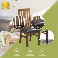 Birdsville PU Seat Dining Chair Set of 2 Solid Ash Wood Dining Furniture -Brown dining Kings Warehouse 