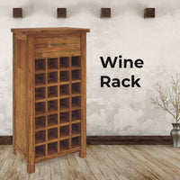 Birdsville Wine Rack 28 Bottle Sideboard Buffet Cabinet Wooden Storage - Brown Kings Warehouse 