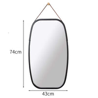 Black Bathroom Wall Mount Hanging Bamboo Frame Mirror Adjustable Strap Wall Mirror Home Decor Kings Warehouse 