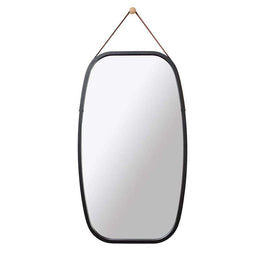 Black Bathroom Wall Mount Hanging Bamboo Frame Mirror Adjustable Strap Wall Mirror Home Decor Kings Warehouse 