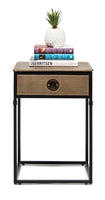 Black Bedside Table with Storage Drawer and Gold Finished Textured Top Furniture Kings Warehouse 